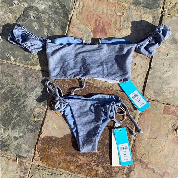 Beach Bunny Other - Beach Bunny Swimwear Jean Crop Top Bikini